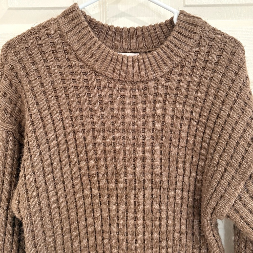 SO Long Sleeve Crew Neck Comfy Brown &Striped Sweaters Set Juniors Women Sz S-M - Picture 12 of 17